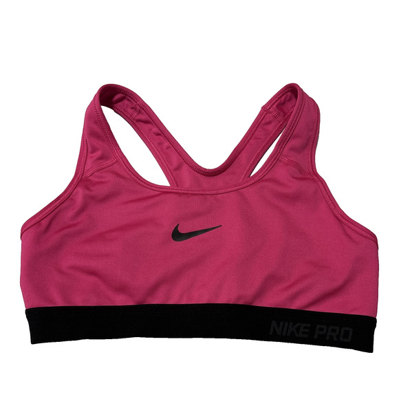 Nike Pro Fitted Sports Bra Sm Dri-Fit Barbie Pink Running Active Workout Yoga - Picture 1 of 5